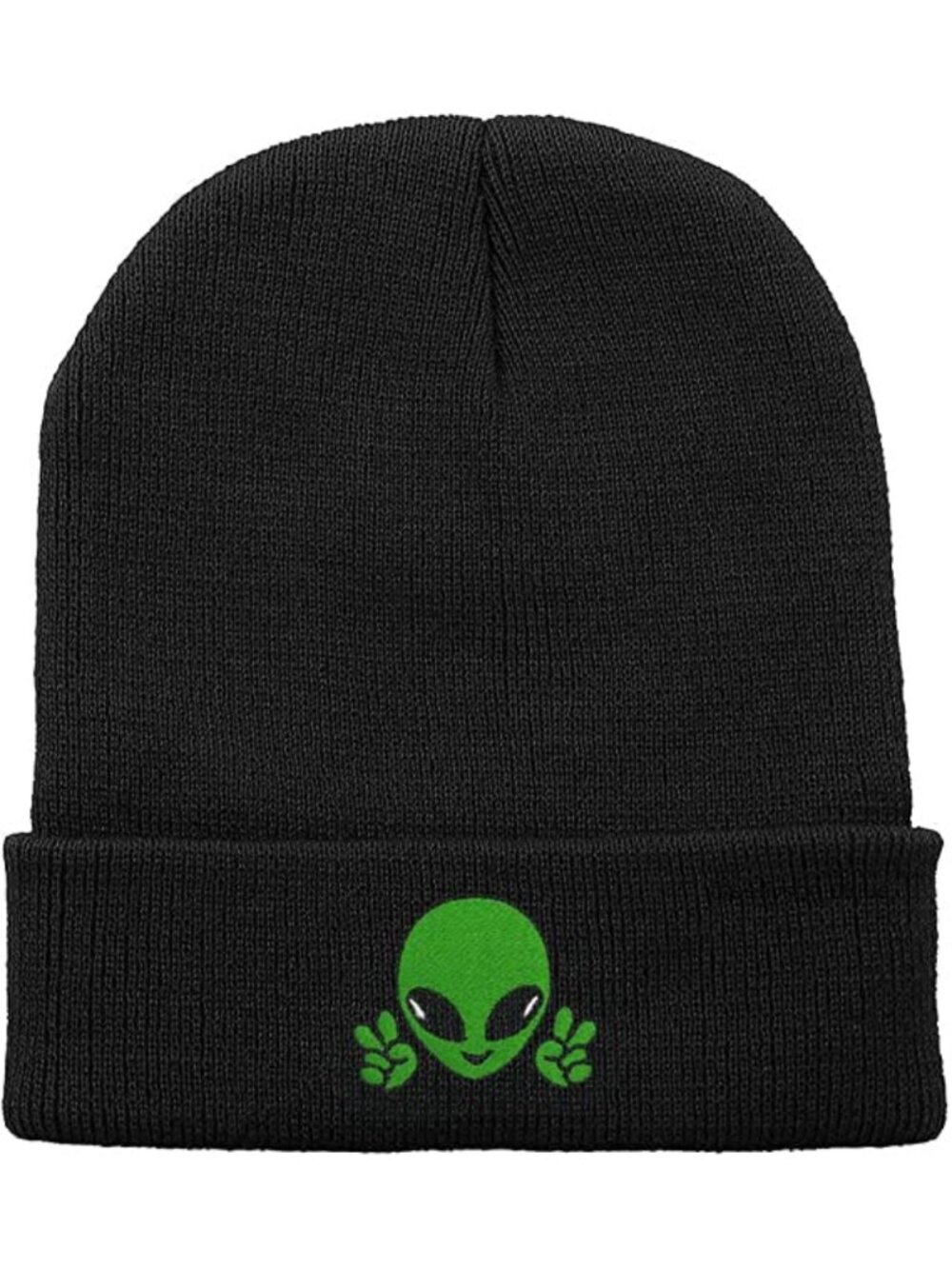 Embroidered Knit Beanie Hat 100% Acrylic Cuffed Winter Cap One Size - Picture 2 of 6